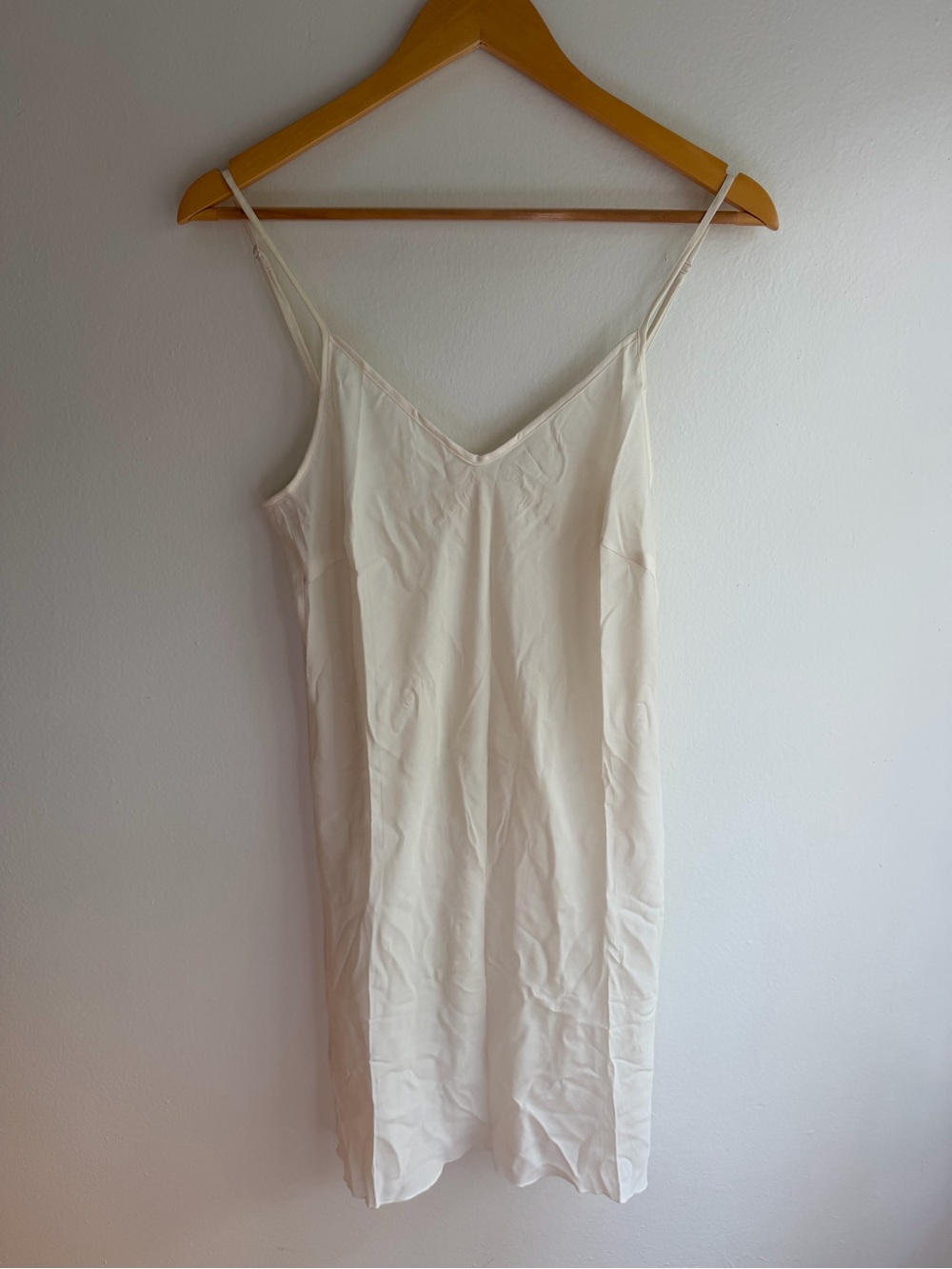 Women's Cream Slip Dress - Lightweight V-Neck Nightdress